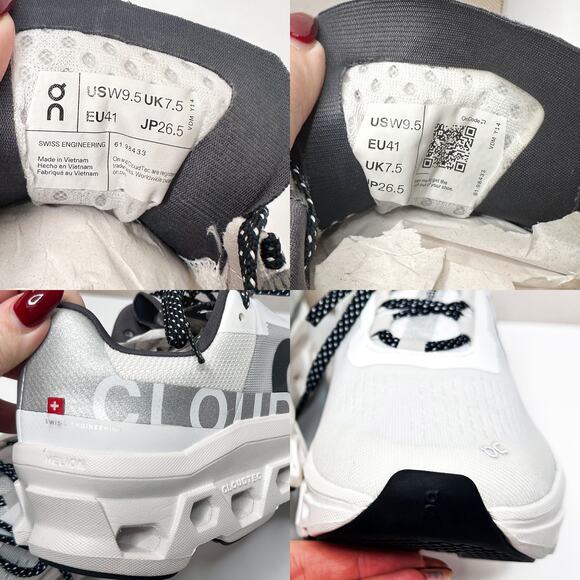 On Cloudmonster All White Long Distance Running Sneakers Tennis Shoes Womens 9.5 - Picture 12 of 12